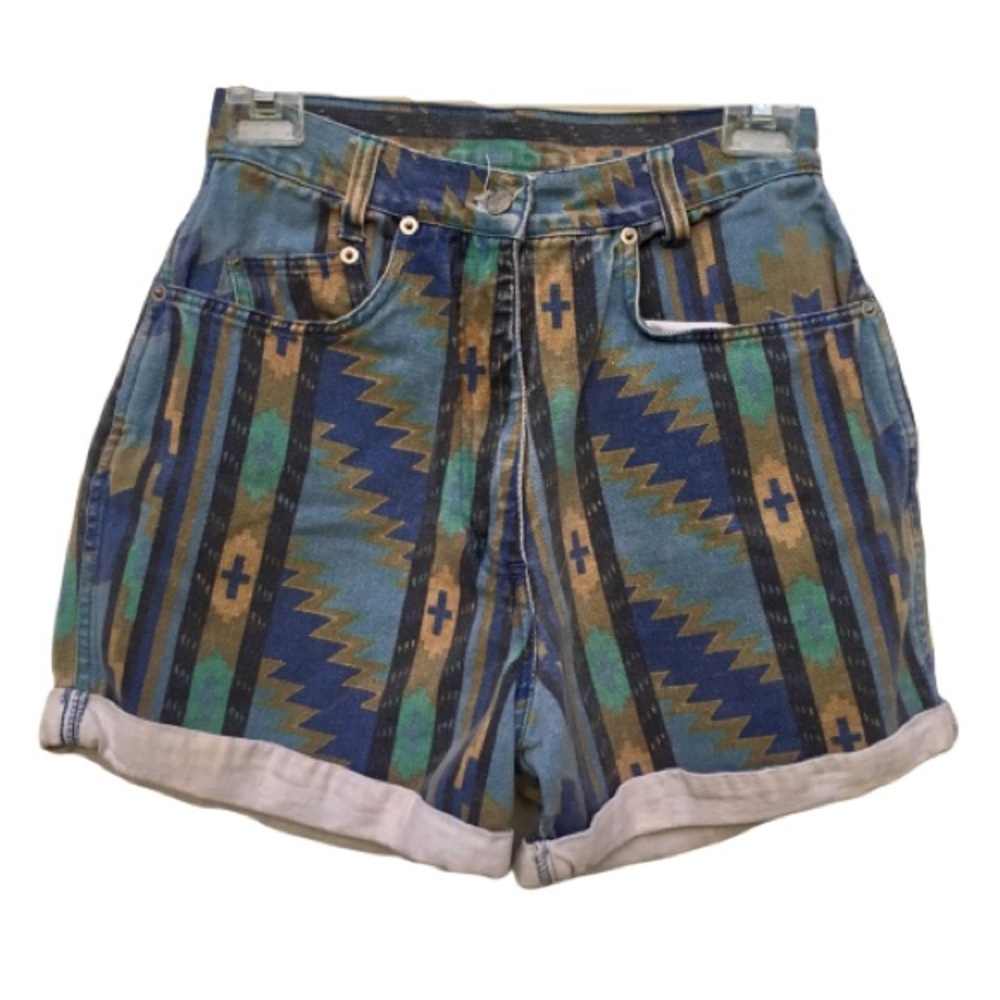 Mission Bay Aztec Print 90s High Waisted Shorts 7